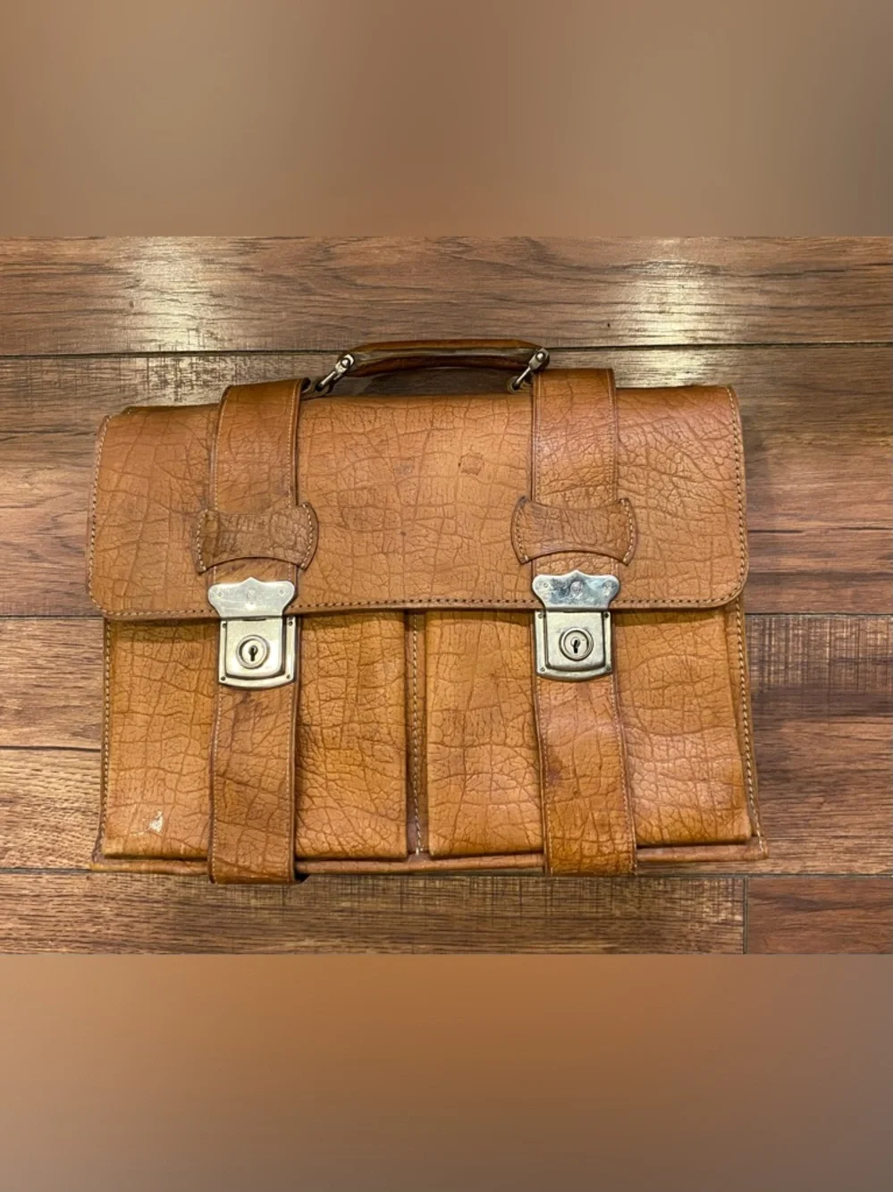Classic Tan Leather Briefcase